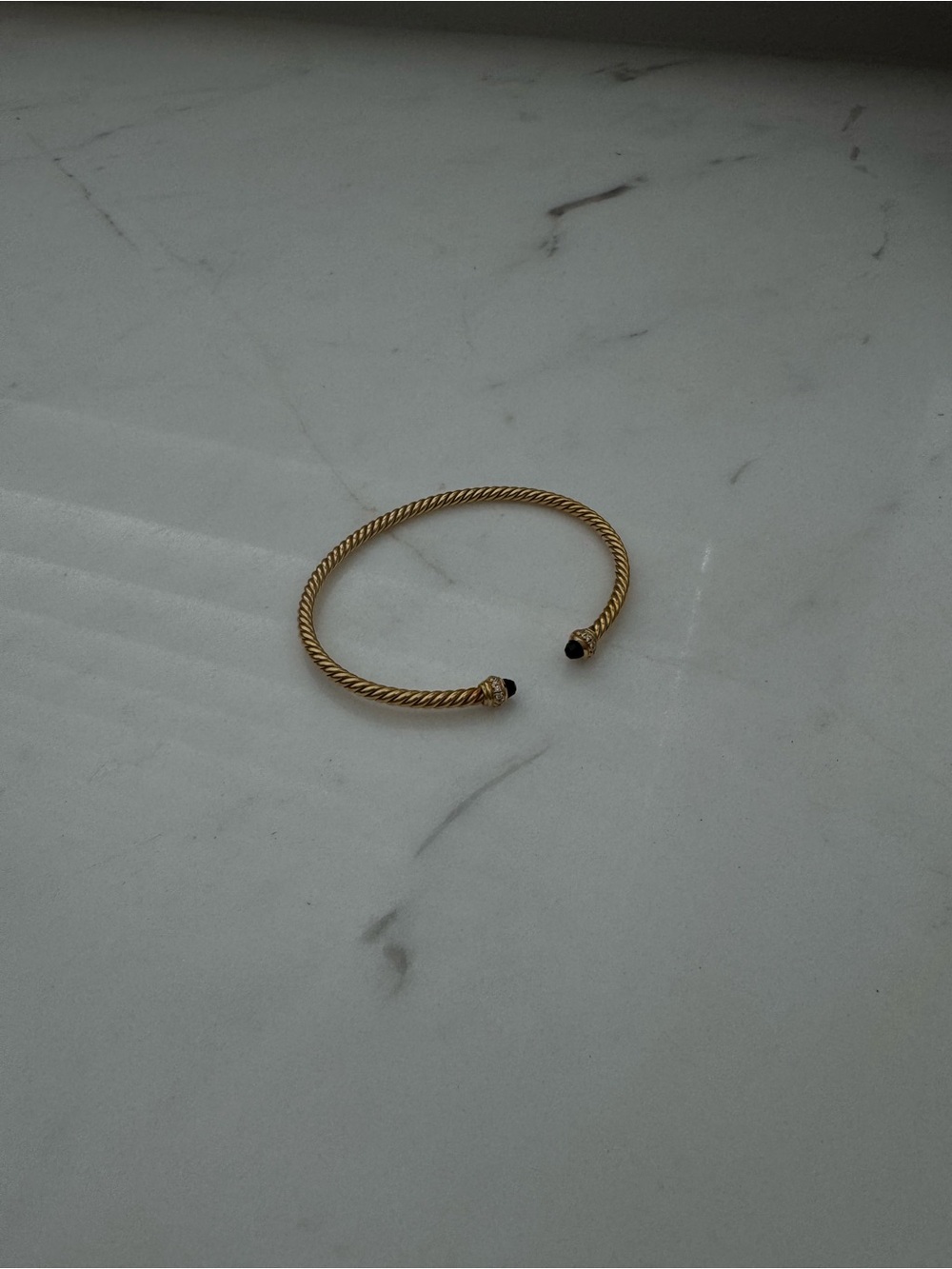 David Yurman Cable Spira Bracelet in 18K Gold with Diamonds, 3mm - Picture 2 of 5
